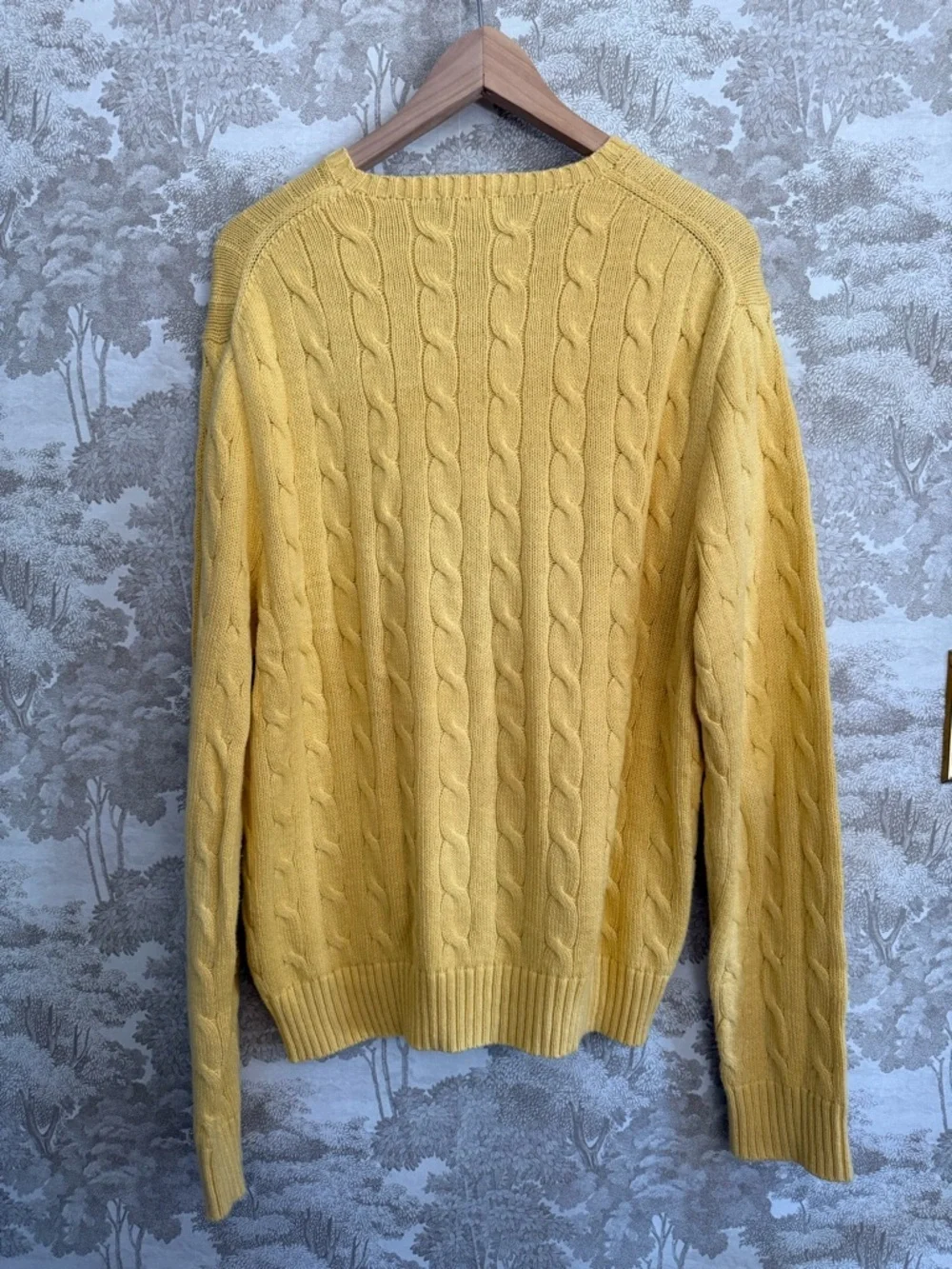 Ralph Lauren Men’s Yellow Cable-Knit Crewneck Sweater